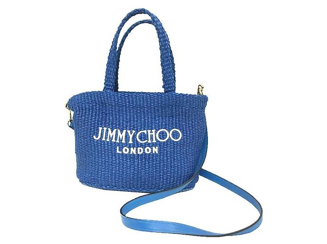 Borsa da spiaggia Jimmy Choo E/W Mini Jyn Blu