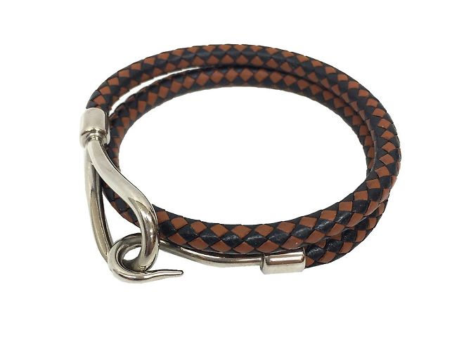 Bracciale Choker Jumbo Doppio Hermès Marrone Nero Argento