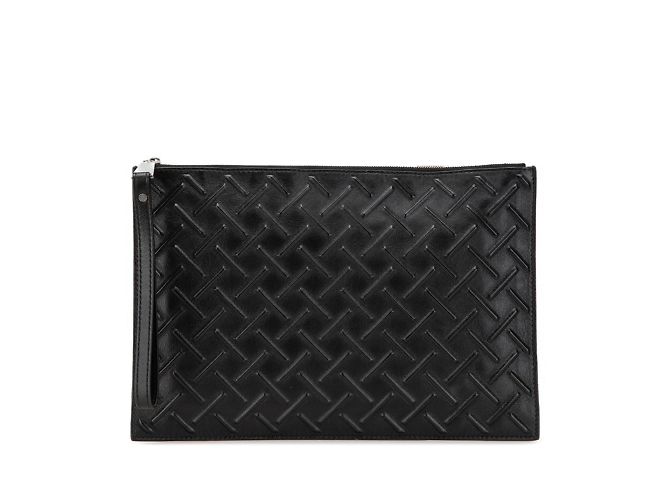 Pochette en cuir noir Bottega Veneta
