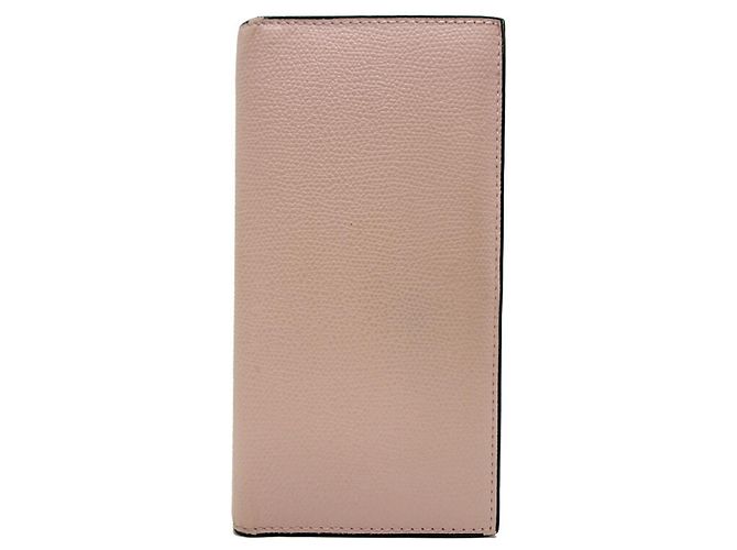 Valextra Women's Bifold Leather Wallet in Pink