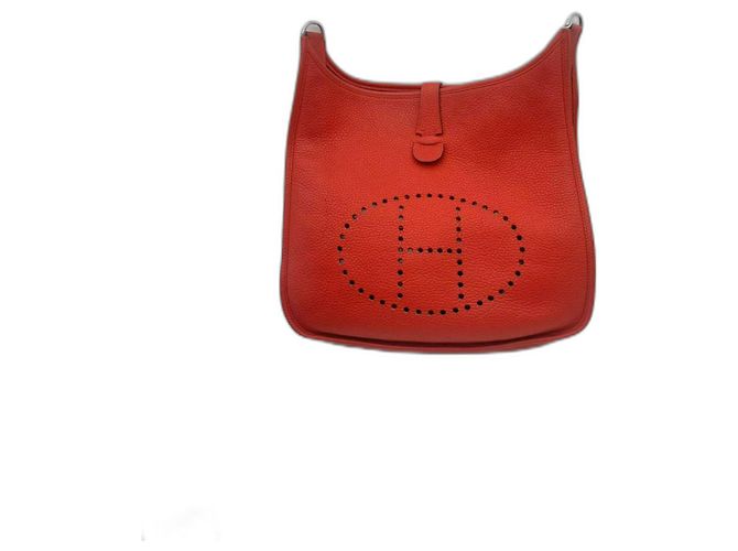 Bolsa Hermès de couro vermelha Vermelho
