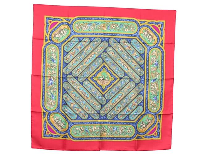 Hermès HERMES Carré 90 Écharpe "QALAMDAN" Soie Rouge Auth 133213  ref.2404663