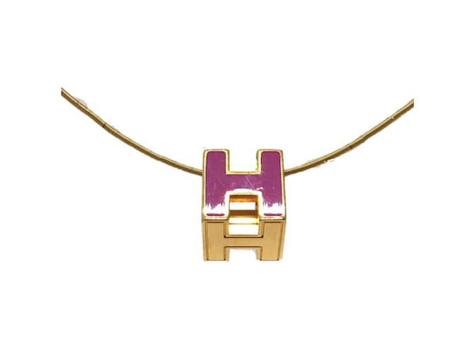 Hermès Hermes H Cube Carage d'Ash Lacquer Necklace Purple 
