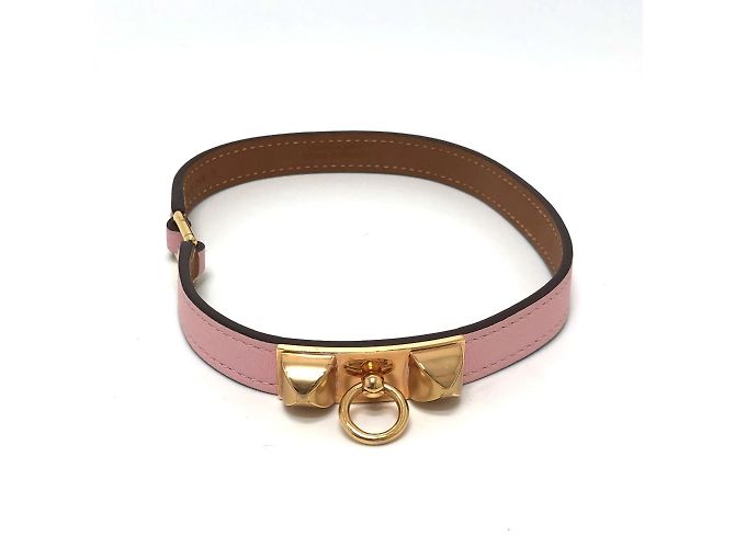 Hermès Pulseira Charm de Dupla Volta 2 Linhas Hermes Rival Rosa