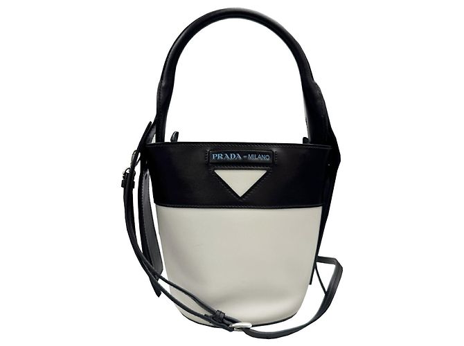 Sac à épaule Ouverture 1BE015 de Prada Noir Blanc