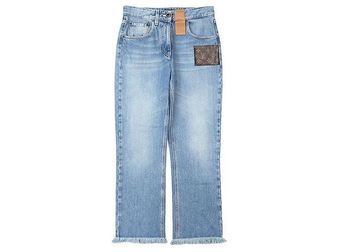 Pantalon en denim en agneau Monogram Louis Vuitton Bleu