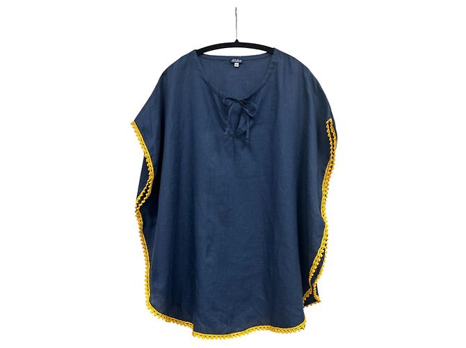 Autre Marque Top Poncho de Lino Azul MC2 Saint Barth
