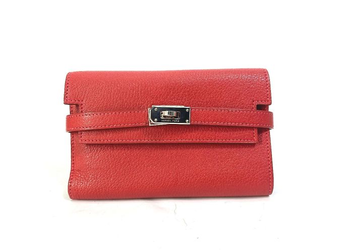 Hermès Hermes Kelly Wallet Medium Compact Trifold Red