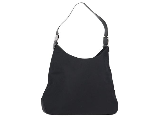 Borsa a Spalla Vala in Nylon Nero e Argento di Salvatore Ferragamo Auth bs27290