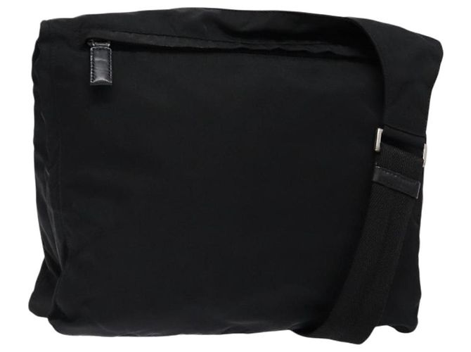 PRADA Shoulder Bag Nylon Black Silver Auth bs28236 Silvery