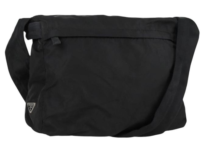 PRADA Shoulder Bag Nylon Black Silver Auth bs27299 Silvery