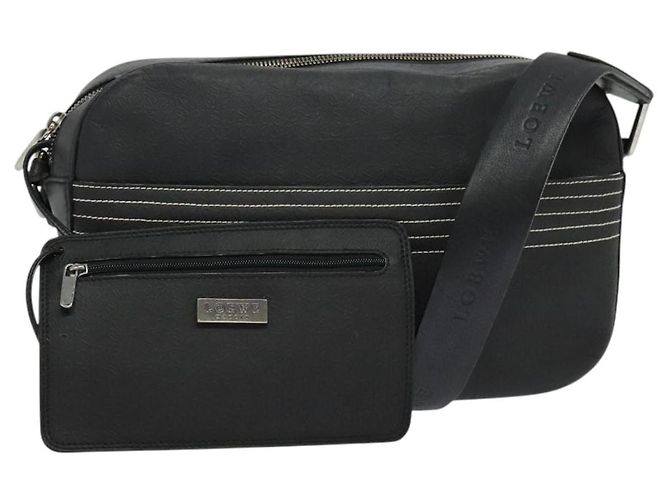 LOEWE Borsa a Spalla Anagram Pelle Nera Argento Auth sw1314 Nero