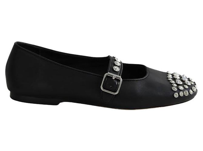 Sandro Black leather ballet flats