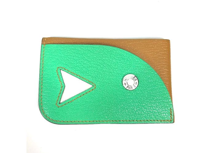 Hermès Hermes Bicolor Chevre Leather Passport Cover Brown Multiple colors Green 