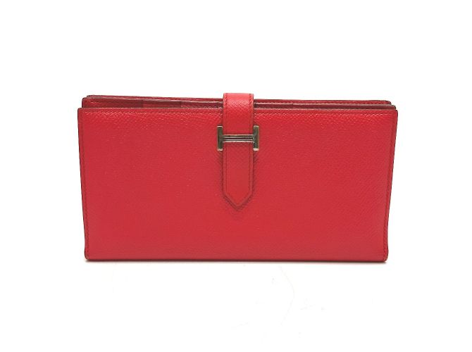 Cartera larga bifold Soufflet Bearn de Hermès Roja