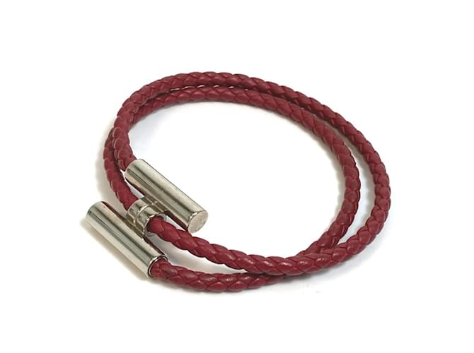 Hermès Hermes Tourni Tresse Braided Leather Bracelet Brown 