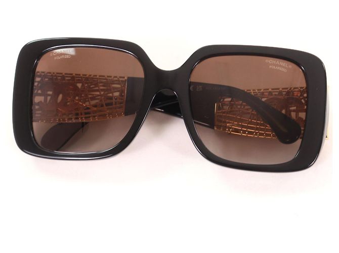 Chanel COCO Mark Square Sunglasses Eyewear Black