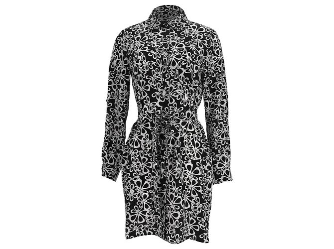 Mini abito camicia stampato in seta nera di Diane Von Furstenberg Nero