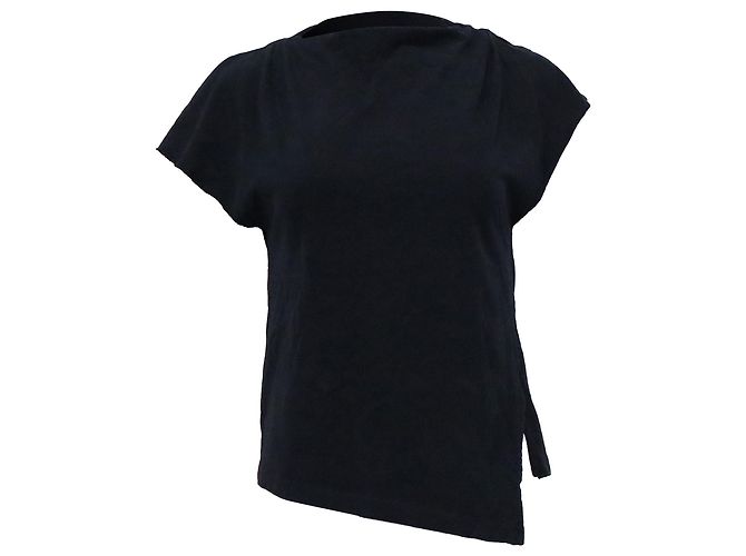 Isabel Marant Sebani Asymmetrical T-shirt in Black Cotton