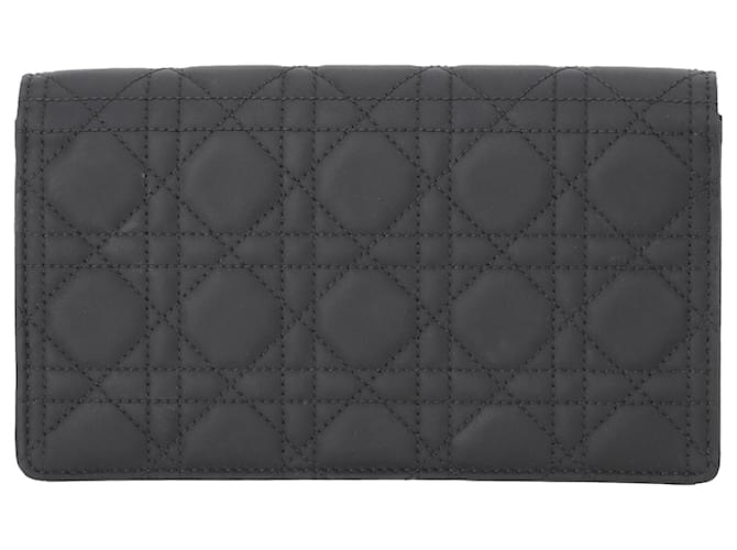  Dior Lady Dior Ultra Matte Cannage Wallet on Chain in Black Calf Leather Pony-style calfskin  ref.2410789