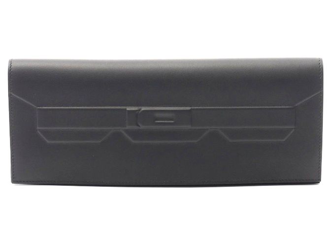 Clutch Birkin Shadow de couro da Hermès Preto