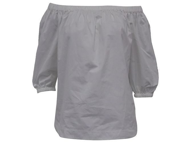 Blusa Off-The-Shoulder de Algodón Blanco de Theory Crudo