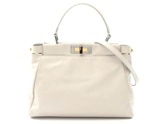 Fendi Peekaboo Leather Handbag Grey Pony-style calfskin  ref.2411981