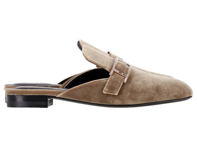 Hermès Beauty Mules aus braunem Samt Rot