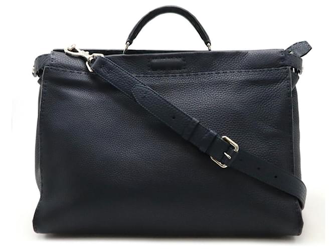 Fendi Peekaboo Leather Business Bag Blue Pony-style calfskin  ref.2412812