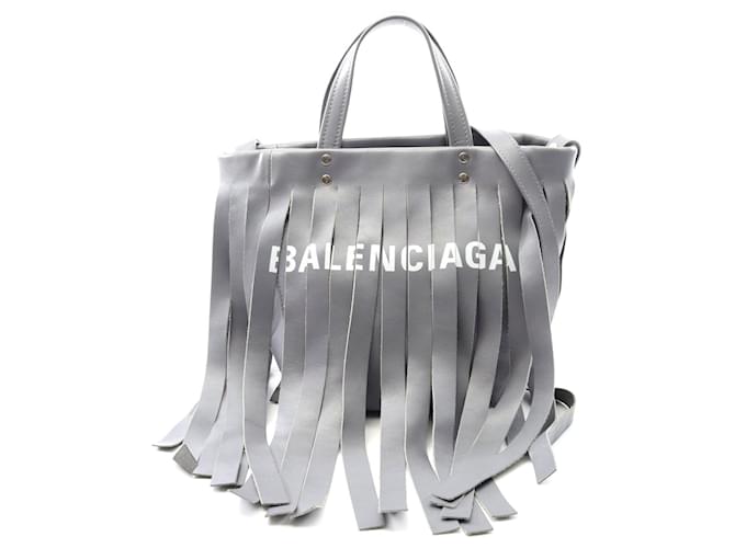 Balenciaga Leather Laundry Cabas XS Handbag Grey Pony-style calfskin  ref.2413117