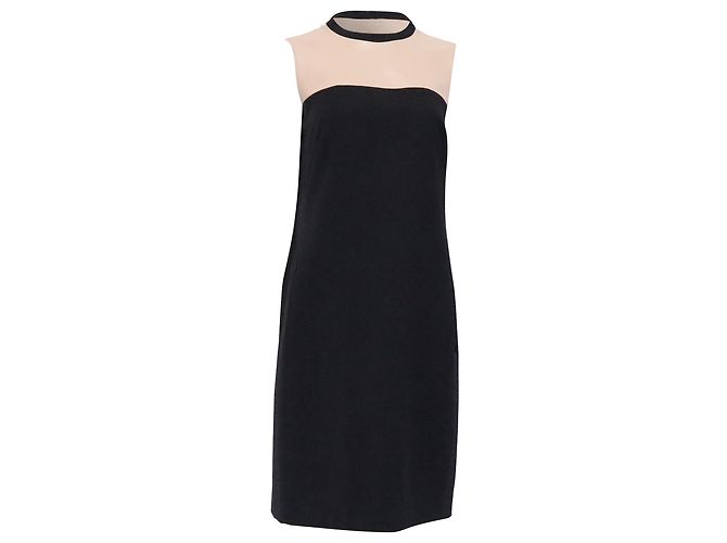 Akris Punto Farbblockiertes Mini Shift-Kleid aus schwarzer und beiger Wolle