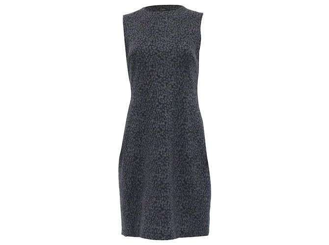 Akris Patterned Mini Shift Dress in Grey Wool