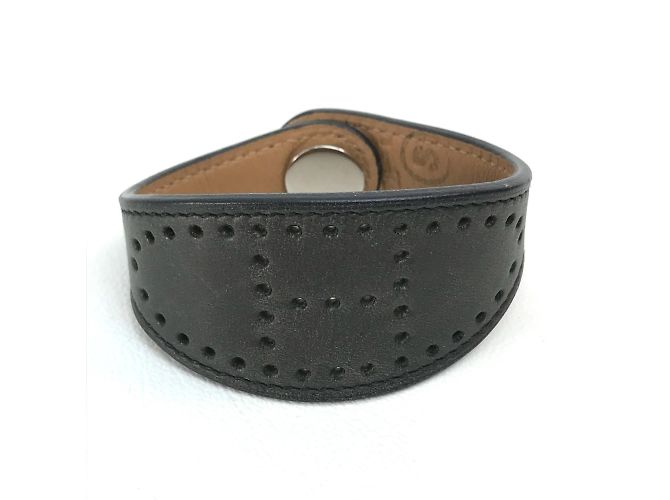 Pulseira de couro perfurado Hermès Evelyn Marrom Preto