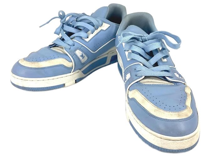 Louis Vuitton Herren Sneaker aus blauem Leder Weiß