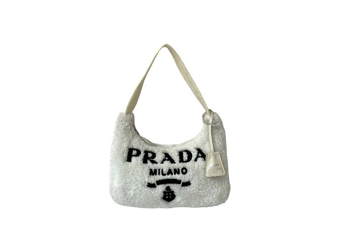 Prada Terry Mini Triangle Logo Handbag White