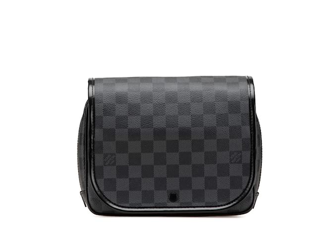 Louis Vuitton Damier Graphite Pouch Black Leather Plastic  ref.2414311