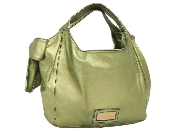 VALENTINO Borsa a mano in pelle verde lime oro Auth ar13709 D'oro