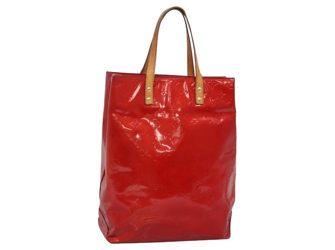 LOUIS VUITTON Monogram Vernis Reade MM Sac à main Rouge M91086 LV Auth bs28208
