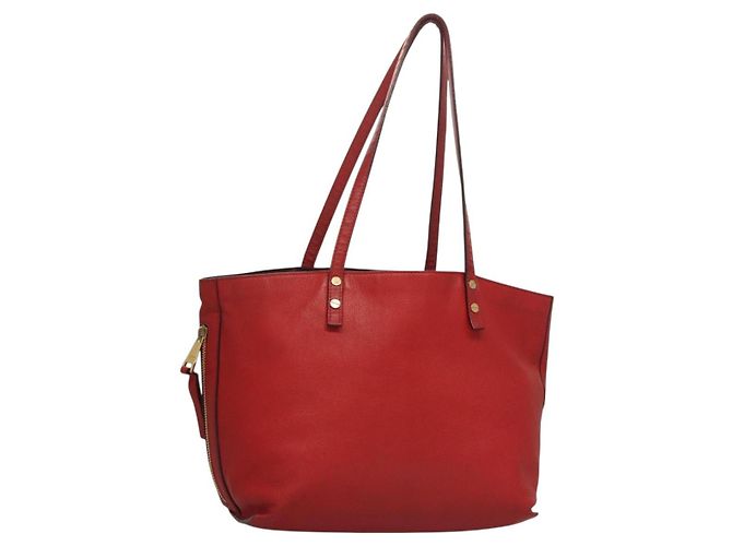 Chloé Bolsa Tote de Couro Vermelha e Dourada Chloe Dylan Auth am8898 Vermelho Dourado
