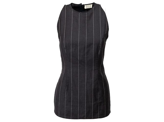 Vestido Mini a Rayas de Gianni Versace Gris Burdeos