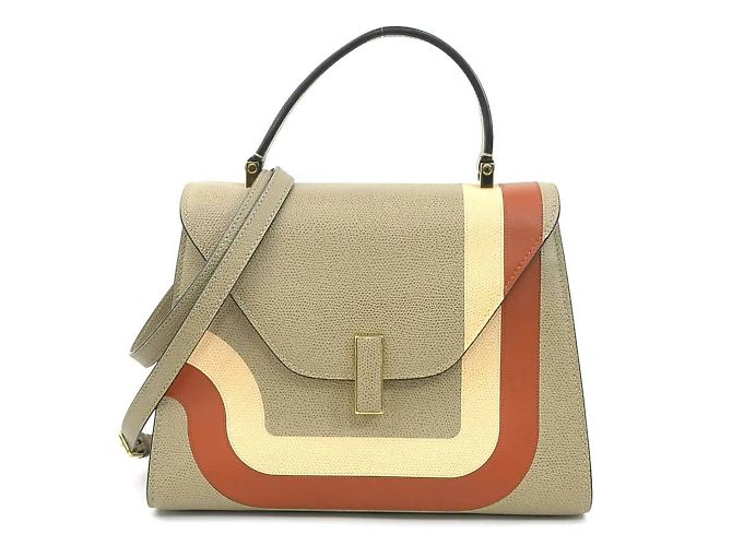 Valextra Iside Medium Leder Schultertasche Grau