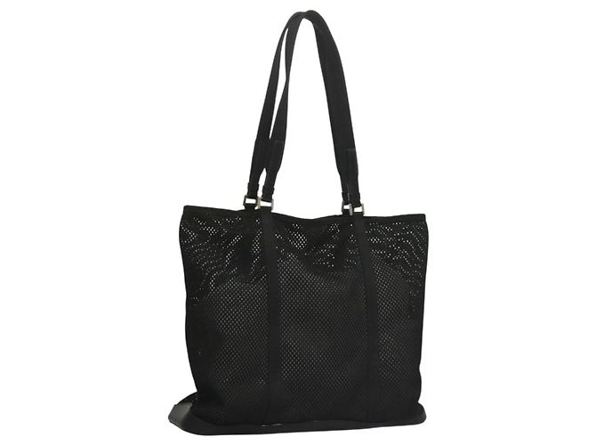 Prada Tote Bag aus schwarzem Nylon mit Silber authentisch bs28227