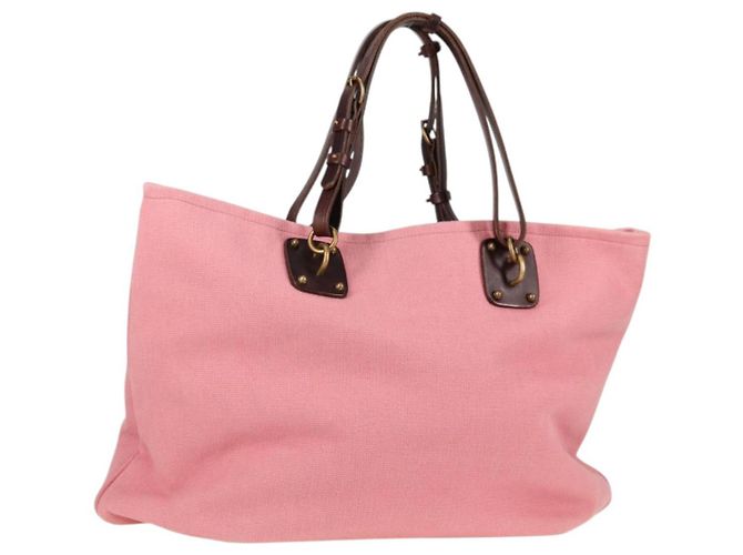 Autre Marque Bolsa Tote de lona rosa e dourada Auth bs28112 da BOTTEGA VENETA Dourado