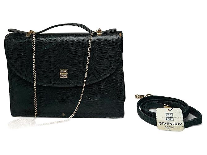 Vintage Givenchy 2Way Leder-Schlangenledertasche grün