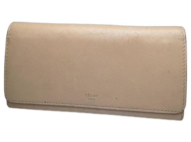 Céline Vintage Celine Paris Leather wallet beige