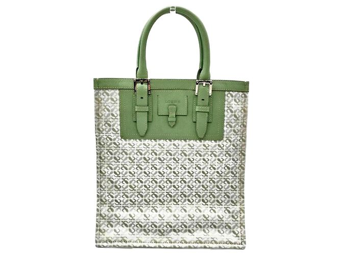 Bolsa Tote Loewe verde de couro e lona