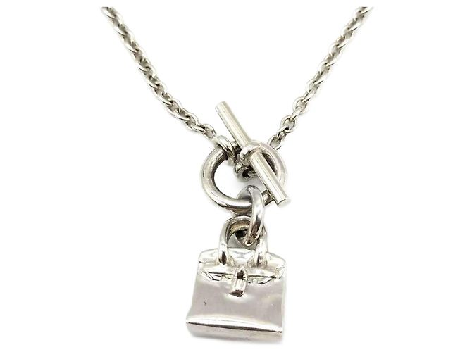 Halskette Silber Anhänger Birkin Motiv Amulett Hermès