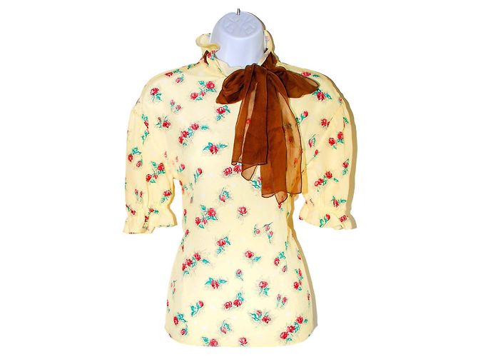 Blusa di Seta Gialla Miu Miu Multicolore Giallo