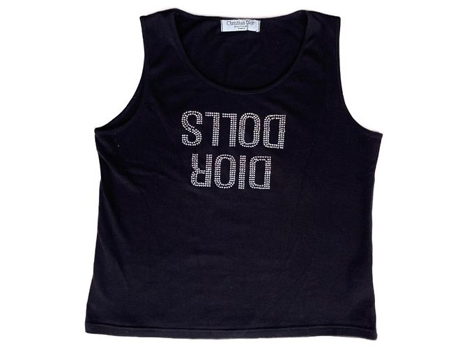 Top con logo bling abbellito con strass Christian Dior Boutique Nero