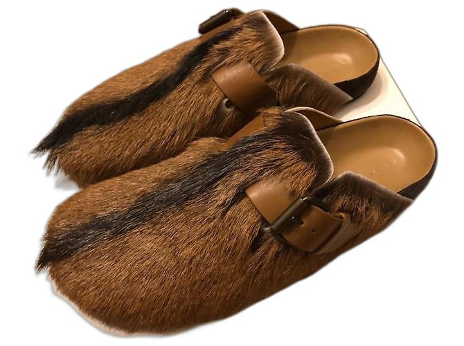 Isabel Marant Mirvin Clogs Brown Black Fur